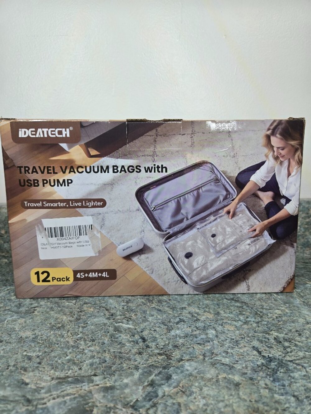 IDEATECH 12-Pack Travel Vacuum Storage Bags USB Pump Small Medium Large NWT